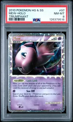 2010 POKEMON HEARTGOLD & SOULSILVER TRIUMPHANT #97 MEW-HOLO PSA 8 - Image 1