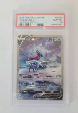 Pokemon Suicune v GG38/GG70 Crown Zenith: Galarian Gallery Holo PSA 10 GEM MINT - Image 1