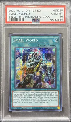 2023 PSA 10 YUGIOH MP23 1ST ED SECRET RARE SMALL WORLD ?? - Image 1