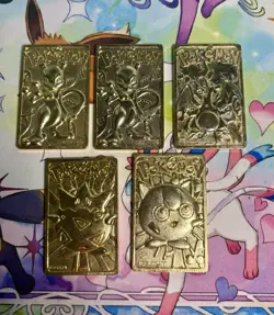 Pokemon 1999 Burger King Gold Plated Cards Mewtwo Charizard 5-Card Lot - Image 1