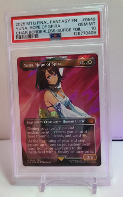 2025 MTG Final Fantasy Borderless Surge Foil #0549 Yuna, Hope of Spira PSA 10 - Image 1