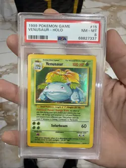 Pokemon TCG Venusaur Holo Rare Unlimited Card Base Set 1999, PSA 8, Vintage - Image 1