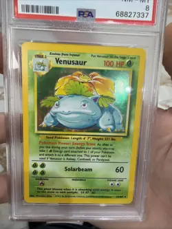 Pokemon TCG Venusaur Holo Rare Unlimited Card Base Set 1999, PSA 8, Vintage - Image 5