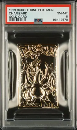 1999 BURGER KING POKEMON GOLD CARDS CHARIZARD PSA 8 - Image 1