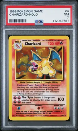 1999 POKEMON BASE SET UNLIMITED #4 CHARIZARD-HOLO PSA 7 - Image 1