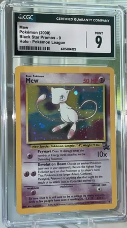 Pokemon Mew Holo 2000 Black Star Promo 09 CGC 9 Mint - Image 1