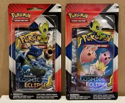 (2x) Pokemon Cosmic Eclipse & Chilling Reign 2 Pack Blister w/ Pin - NEW - Image 1