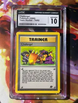CGC 10 GEM MINT Challenge! 74/82 Team Rocket Pokemon Card Top - Low Pop Only 6! - Image 1