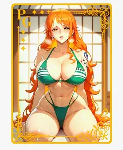 Waifu Anime Cards TCG | One Piece - Nami [ METAL CARD ] PG | Sexy Hentai Girl - Image 1