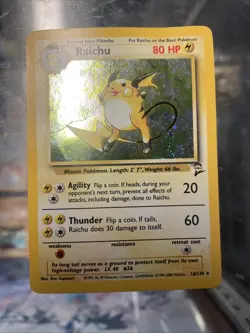 RAICHU Base Set 2 POKEMON Holo Foil 2000 Stage 1 Trading Card 16/130 HP - Image 1