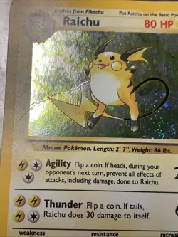 RAICHU Base Set 2 POKEMON Holo Foil 2000 Stage 1 Trading Card 16/130 HP - Image 2