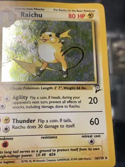 RAICHU Base Set 2 POKEMON Holo Foil 2000 Stage 1 Trading Card 16/130 HP - Image 3