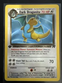 Pokemon Dark Dragonite TCG 1st Edition Non-Holo Card 22/82 - Image 1