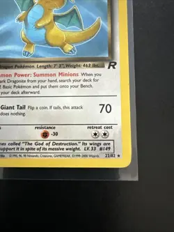 Pokemon Dark Dragonite TCG 1st Edition Non-Holo Card 22/82 - Image 5