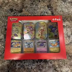 Pokemon TCG S&V 151 Mini Tin 4 Pack + 4 Promo Cards SEALED SAMS CLUB EXCLUSIVE - Image 1