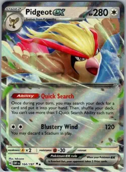 Pokemon Card Pidgeot EX 164/197 Obsidian Flames - Near Mint - Image 1