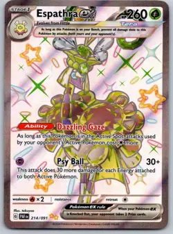 Espathra Ex 214/091 Shiny Ultra Rare Scarlet & Violet Paldean Fates Pokemon Card - Image 1