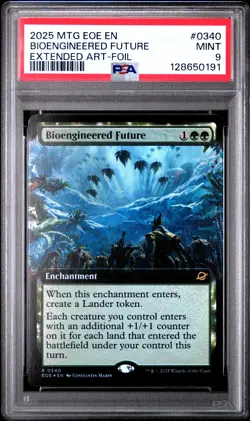 2025 MTG EDGE OF ETERNITIES EXTENDED ART-FOIL #0340 BIOENGINEERED FUTURE PSA 9 - Image 1