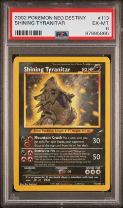 Pokemon TCG Shining Tyranitar 113/105 2002 Neo Destiny Unlimited Pokemon PSA 6 - Image 1