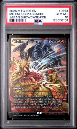 2025 MTG EDGE OF ETERNITIES JPN SC-FOIL #0363 MUTINOUS MASSACRE PSA 10 - Image 1