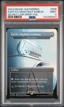 2024 MTG SECRET LAIR DROP FOIL #0908 EARTH'S MIGHTIEST EMBLEM PSA 9 - Image 1