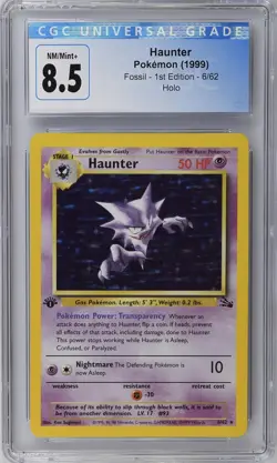 Haunter Holo - CGC 8.5 NM/Mint+ - 1999 Pokemon Fossil 1st Edition 6/62 Rare - Image 2