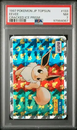 1997 POKEMON JPN TOPSUN CRACKED ICE PRISM #133 EEVEE PSA 7 - Image 1