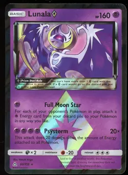 Lunala Prism - 62/156 - Holo Rare NM Pokemon TCG SM05 - Ultra Prism - Image 1