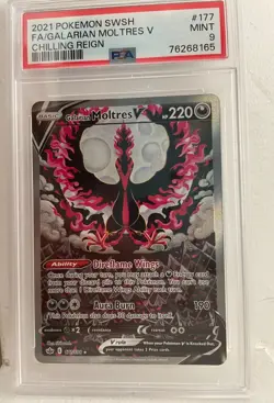 PSA 9 Galarian Moltres V 177/198 - 2021 Chilling Reign Alternate Art Pokemon - Image 1