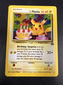 Birthday Pikachu #24 Black Star Promo Holo Rare Vintage Pokemon Card - Image 1