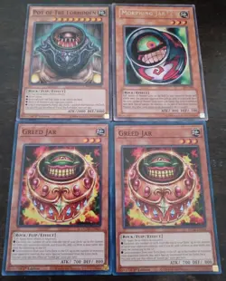 yugioh greed jar, pot of the robidden and morphing jar #2 mixed lot - Image 1