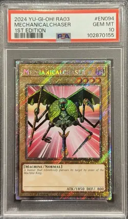 2024 PSA 10 YUGIOH RA03 1ST ED PLATINUM SECRET RARE MECHANICAL CHASER 💫 - Image 1