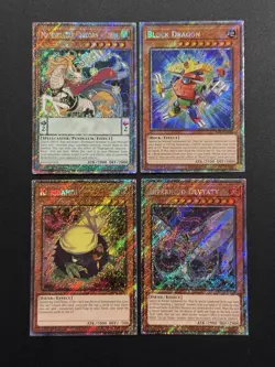 2025 YUGIOH RA04 1ST ED PLATINUM SECRET RARE BLOCK DRAGON NM BONUS SET - Image 1
