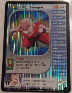Dragonball Z CCG Trunks Saga Foil Krillin Enraged 155 Card Unlimited Rare Score - Image 1