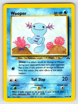 Wooper 71/75 2001 Neo Discovery Pokemon Card Vintage WOTC Nintendo Common - VLP - Image 1