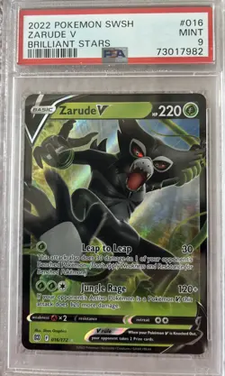 Pokemon TCG Zarude v Brilliant Stars 016/172 Card 2022 PSA Mint 9 - Image 1