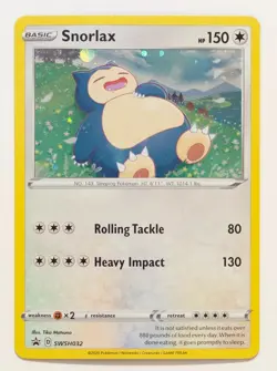 Snorlax Black Star Promo SWSH032 Holo Pokemon Card Sword & Shield, NM/LP - Image 1