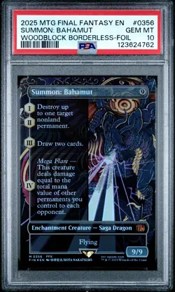 4762 Summon: Bahamut 2025 MTG Final Fantasy #0356 Woodblock Foil PSA 10 - Image 1