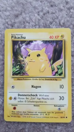 GERMAN Pokemon Base Set TCG Pikachu 58/102 MP Medium Played - Image 1