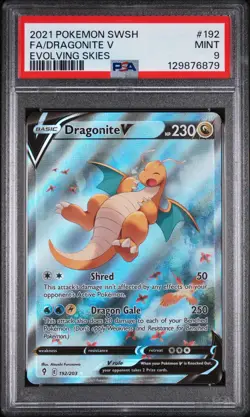 2021 POKEMON SWORD & SHIELD EVOLVING SKIES #192 FULL ART/DRAGONITE V PSA 9 - Image 1