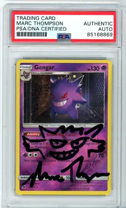 PSA Signed Marc Thompson Pokmon TCG Gengar Crimson Invasion 38/111 Reverse Holo - Image 1
