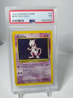 Pokemon Mewtwo 10/102 1999 Base Set Unlimited Holo PSA 7 - Image 1