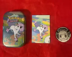 NEW POKEMON GALAR PALS PONYTA COLLECTIBLE MINI TIN EMPTY w/ ART CARD & COIN! - Image 1