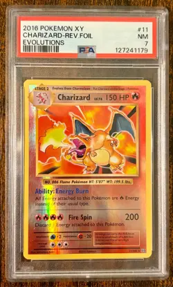 POKEMON 2016 XY Evolutions CHARIZARD Reverse Foil #11 PSA 7 Near Mint - Image 1