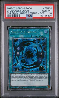 2025 YU-GI-OH! RA04-QUARTER CENTURY STAMPEDE #EN231 SHADDOLL FUSION PSA 10 - Image 1