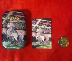 NEW POKEMON GALAR POWERS GALARIAN RAPIDASH MINI TINS EMPTY w/ ART CARD & COIN! - Image 1