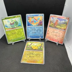Costco 151 Mini Tin Promo Cards - 4× Cosmic Reverse Holo Set - Pokemon pikachu - Image 1