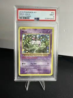 2016 Pokemon XY Evolutions Mew Holo Rare Card 53/108 PSA 9 Mint Condition - Image 1