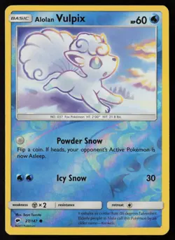 Pokemon Alolan Vulpix 27/147 SM - Burning Shadows Reverse Holo Pack Fresh - NM - Image 1