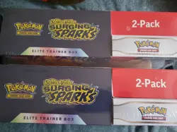Pokemon TCG Surging Sparks ETB + Booster Bundle Costco 2-pack Sealed New Lot x2 - Image 1